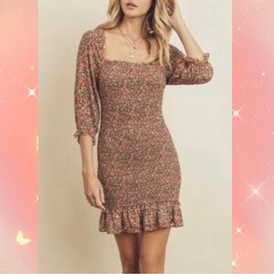 NWT Dress Forum Floral Smocked Boho Mini Dress Size Small